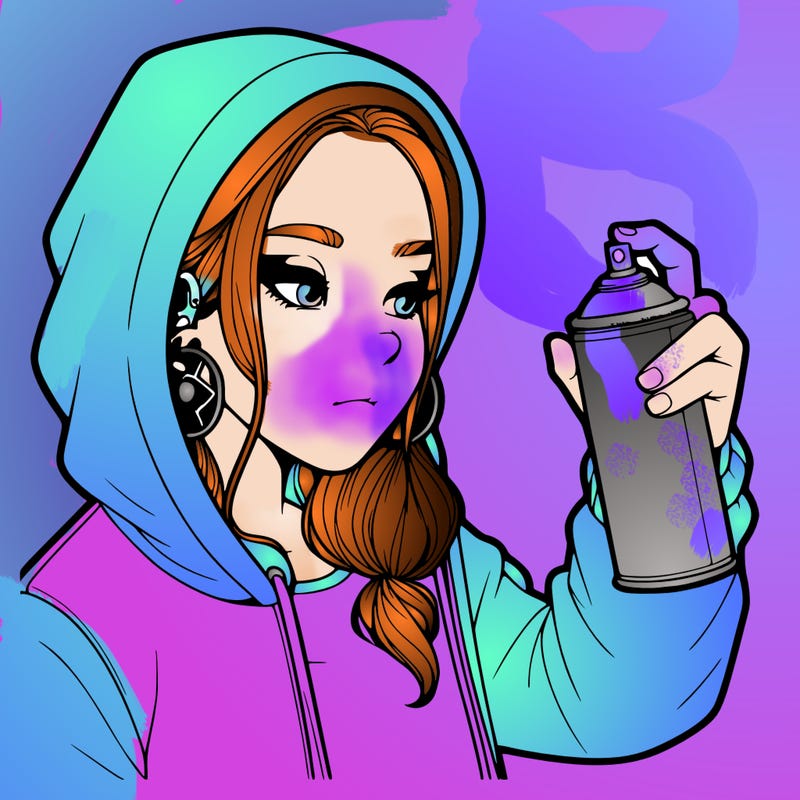 a realistic girl, spray painting