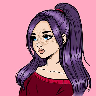 realistic girl with a high ponytail