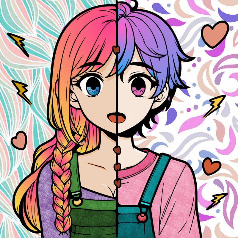 realistic girl boy split