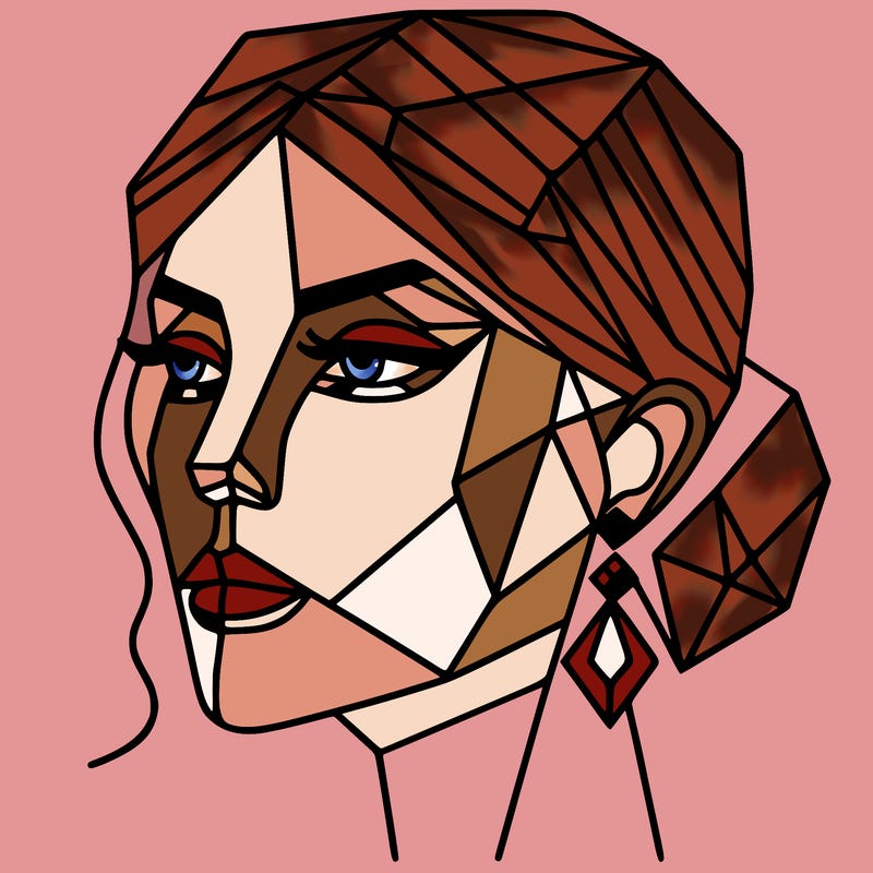 geometric art illustration of a woman's face