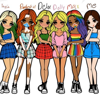 a group of girls realistic