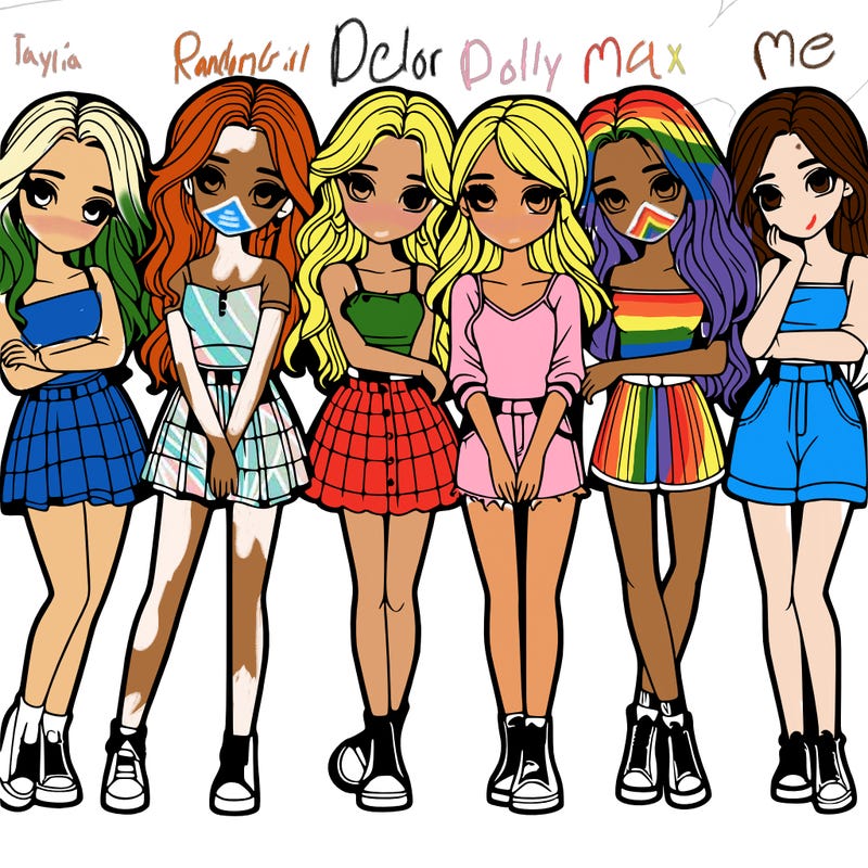 a group of girls realistic