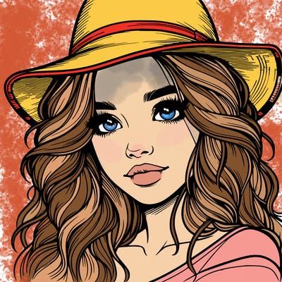 realistic girl with hat