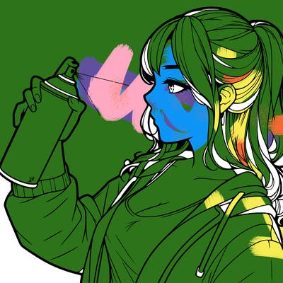 a realistic girl spray, painting