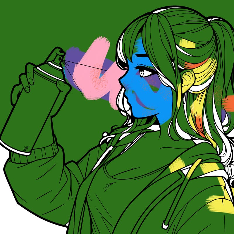 a realistic girl spray, painting