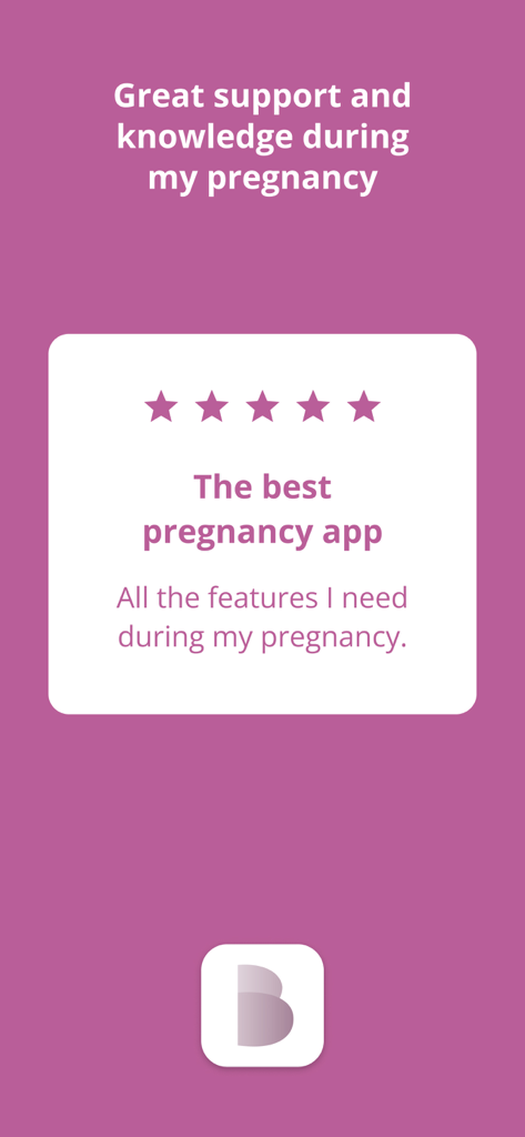 Baby Mam Pregnancy Tracker - Five star user testimonial for the Baby Mam Pregnancy Tracker app