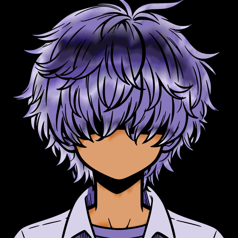 manga boy fluffy hair covering his eyes