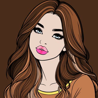 realistic girl with hair on her hair and lips