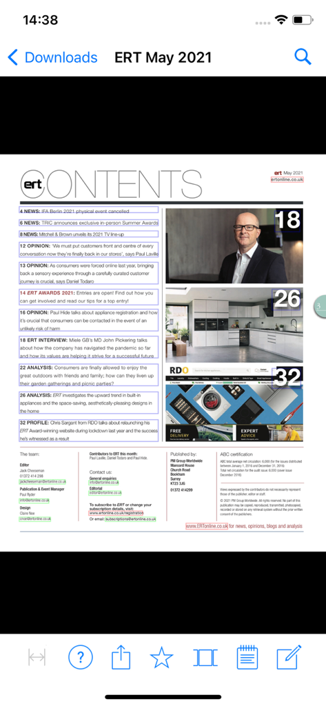 ERT Magazine - Table of contents for the May 2021 issue of ERT Magazine featuring industry news and market analysis.