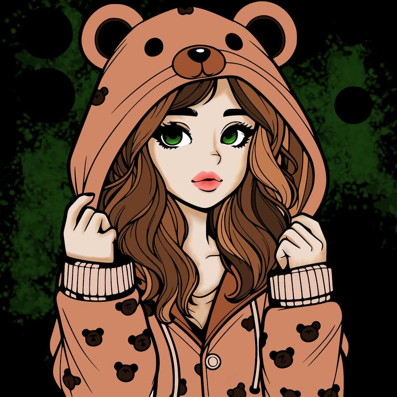 realistic girl in a animal pjs hoodie
