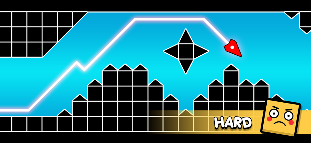 Geometry Vibes - Red arrow navigating through spikes and traps in Geometry Vibes hard mode.