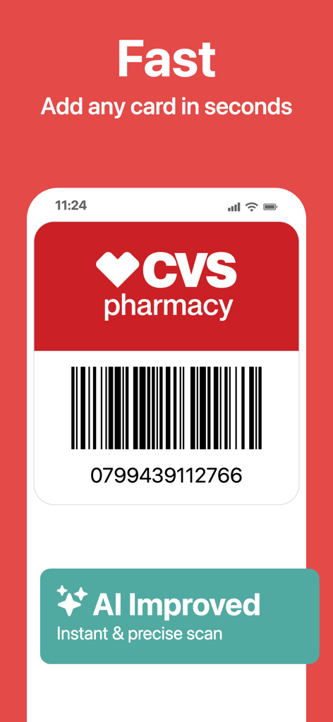 SuperCards: Store Card - Digital CVS pharmacy loyalty card with barcode in SuperCards app interface