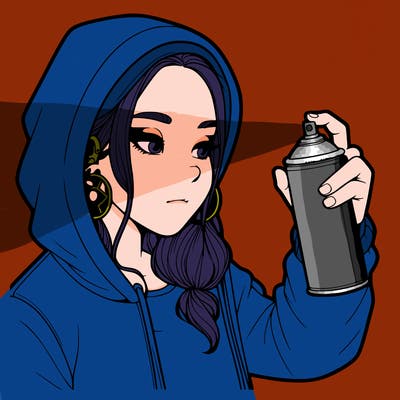 a realistic girl, spray painting