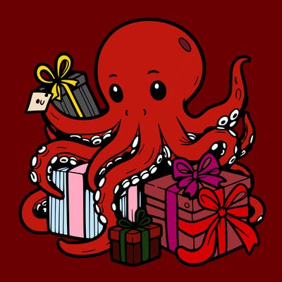 an octopus wrapping gifts