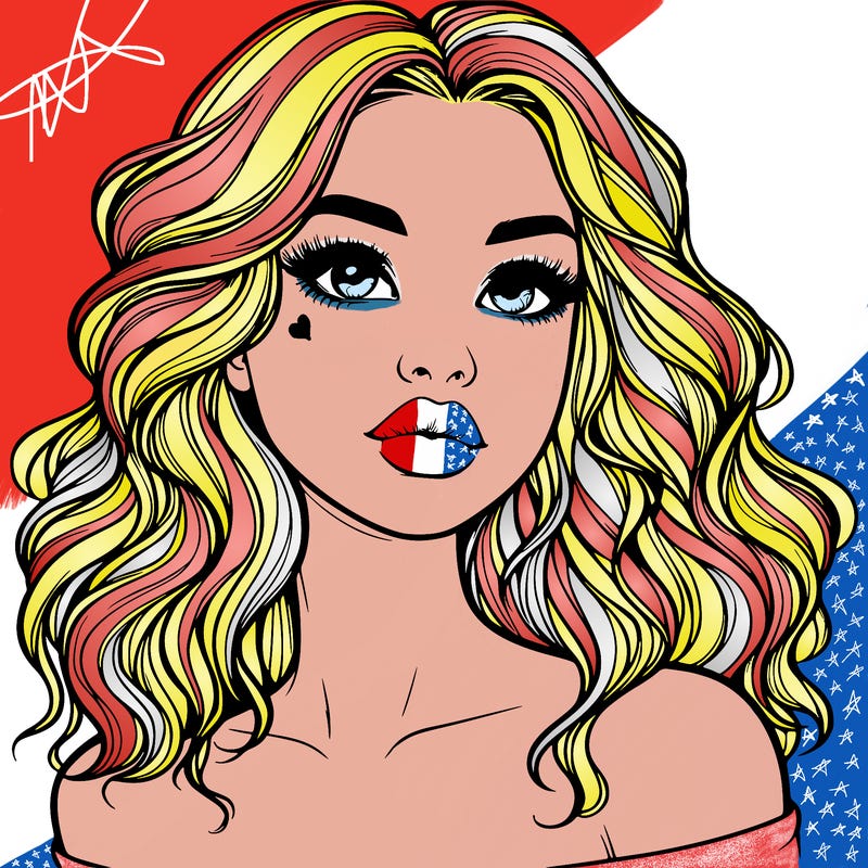 realistic girl with wavy hair and lips