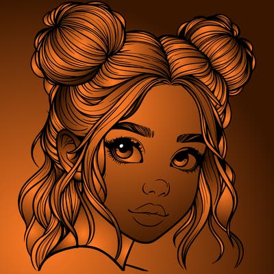 realistic girl with hair buns on her head