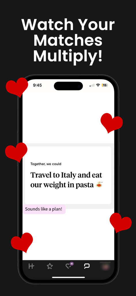 Hitch: Dating Profile Reviewer - Hitch app interface showing dating profile prompt optimization with the text Watch Your Matches Multiply