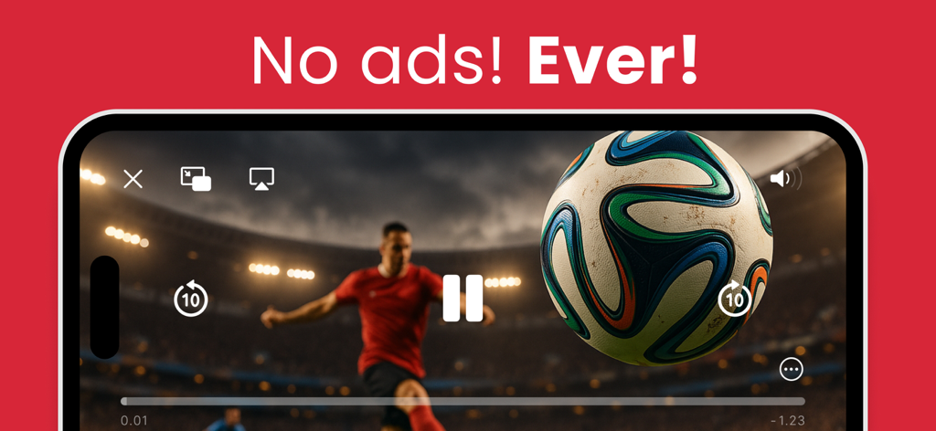 #iptv smart player pro - IPTV Smart Player Pro ad-free interface showing a live soccer match stream