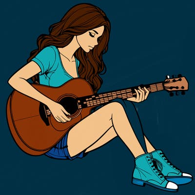 realistic woman play guitar