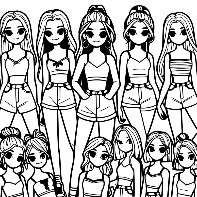 a group of girls wearing crop tops and shorts
