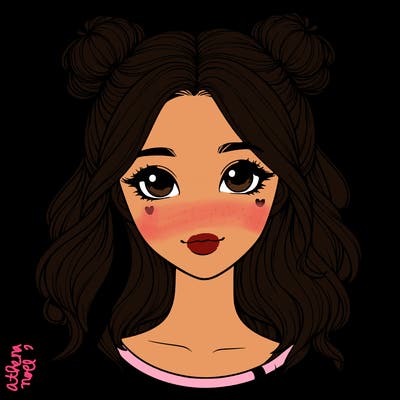 realistic girl with a pretty face and cute buns in her hair