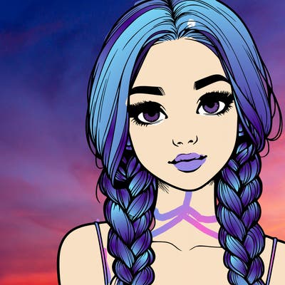 realistic girl with braids