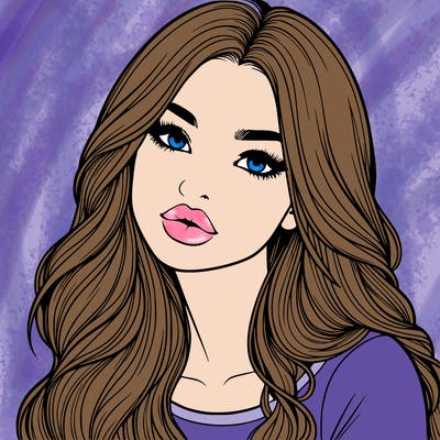 realistic girl with hair on her hair and lips