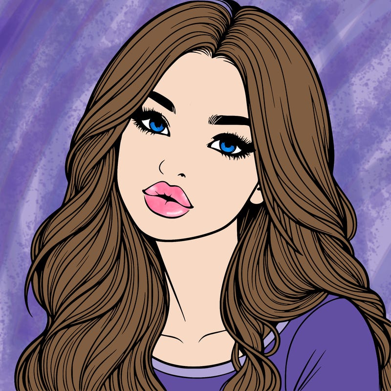 realistic girl with hair on her hair and lips