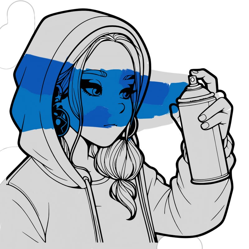 a realistic girl, spray painting