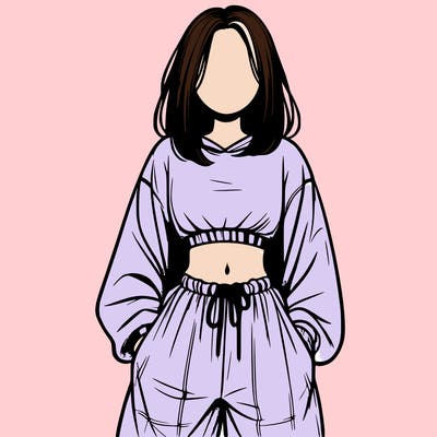 realistic girl faceless with baggy pants and a crop top
