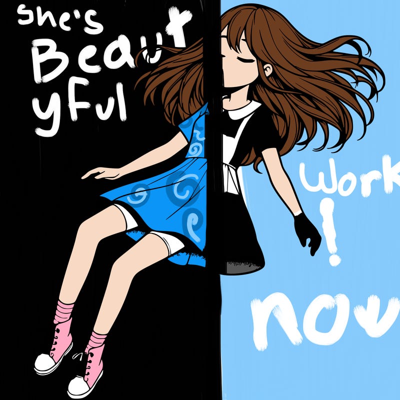 realistic girl floating