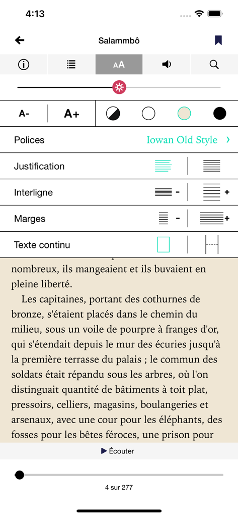Lis-a - Lis-a app reader settings for font and layout customization