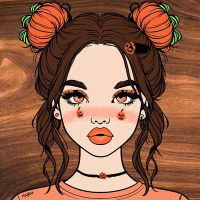 realistic girl with two buns in hair and lips