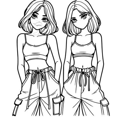 two girls with crop top with baggy pants