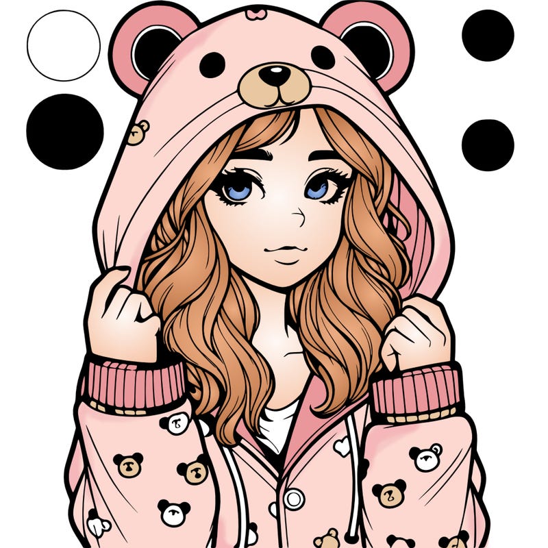 realistic girl in a animal pjs hoodie