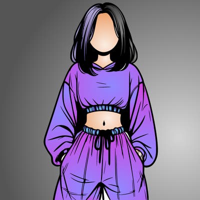 realistic girl faceless with baggy pants and a crop top