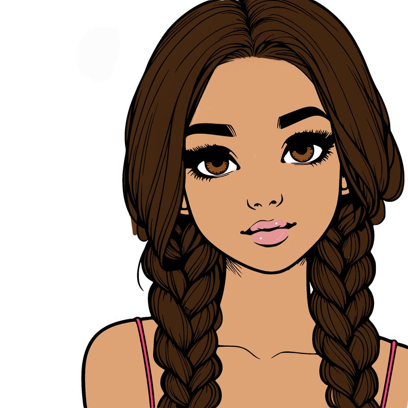 realistic girl with braids