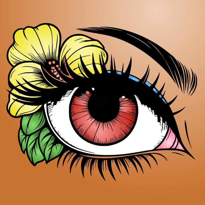 realistic eye with flower