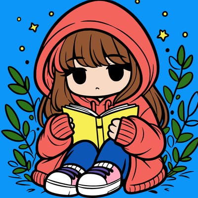 girl in oversized hoodie reading a book