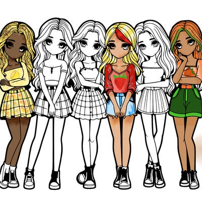 a group of girls realistic