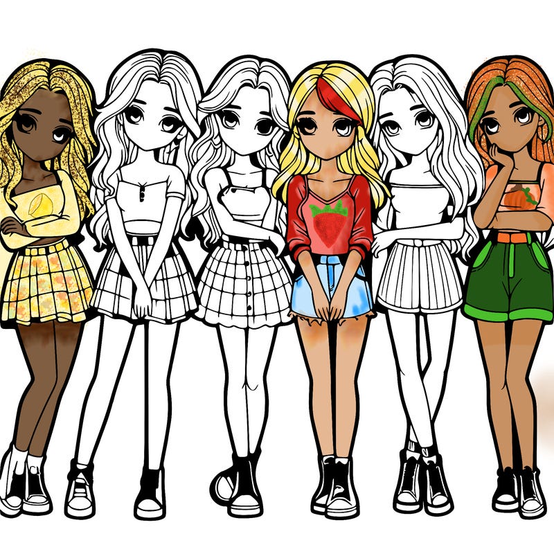 a group of girls realistic