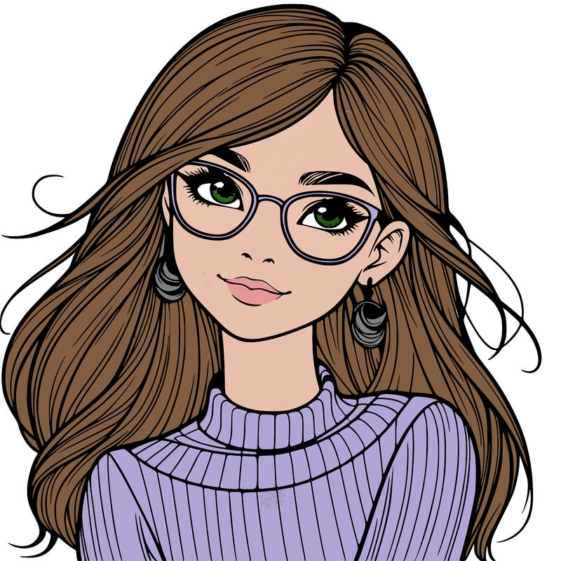 realistic girl with glasses