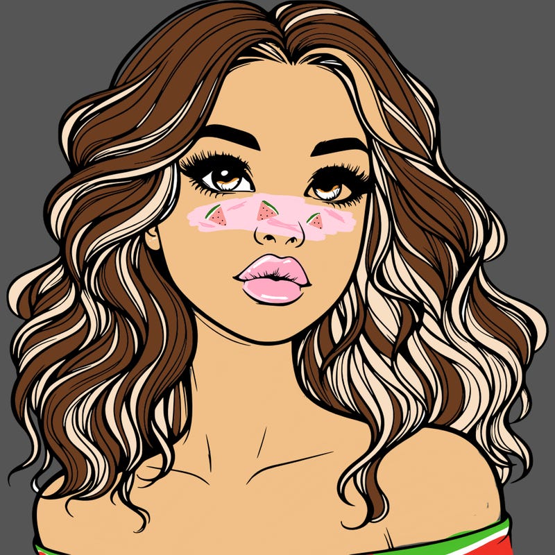 realistic girl with wavy hair and lips