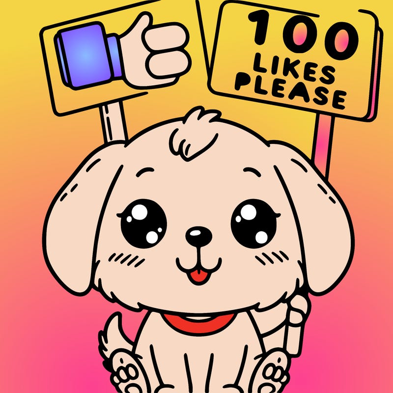 cute puppy holding a sign that says 100 likes please
