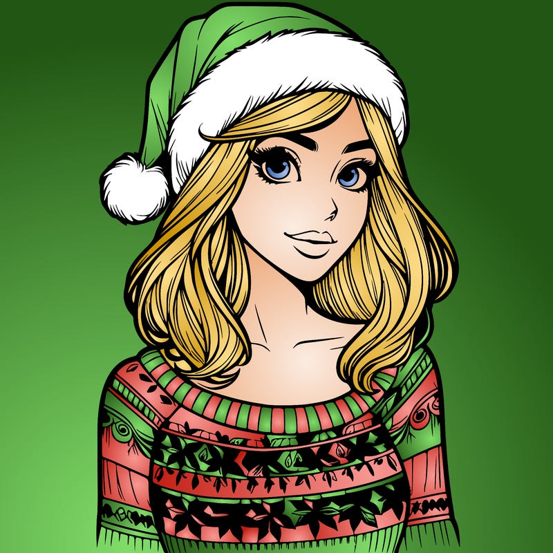 realistic lady in a christmas sweater