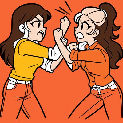 two teenage girls fighting