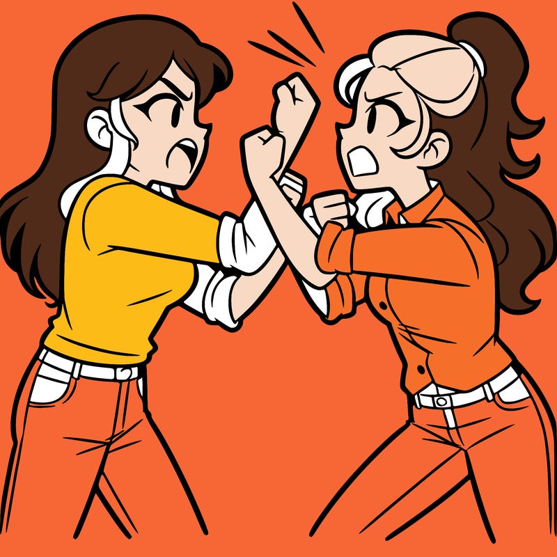 two teenage girls fighting