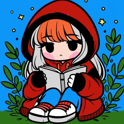 girl in oversized hoodie reading a book