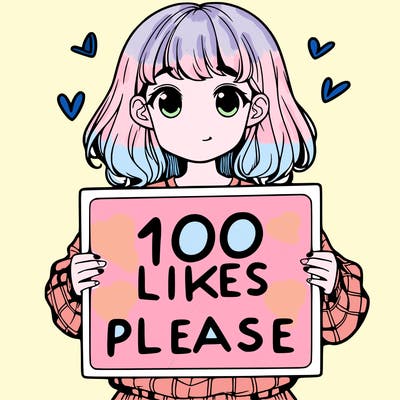 a girl holding a sign saying 100 likes please