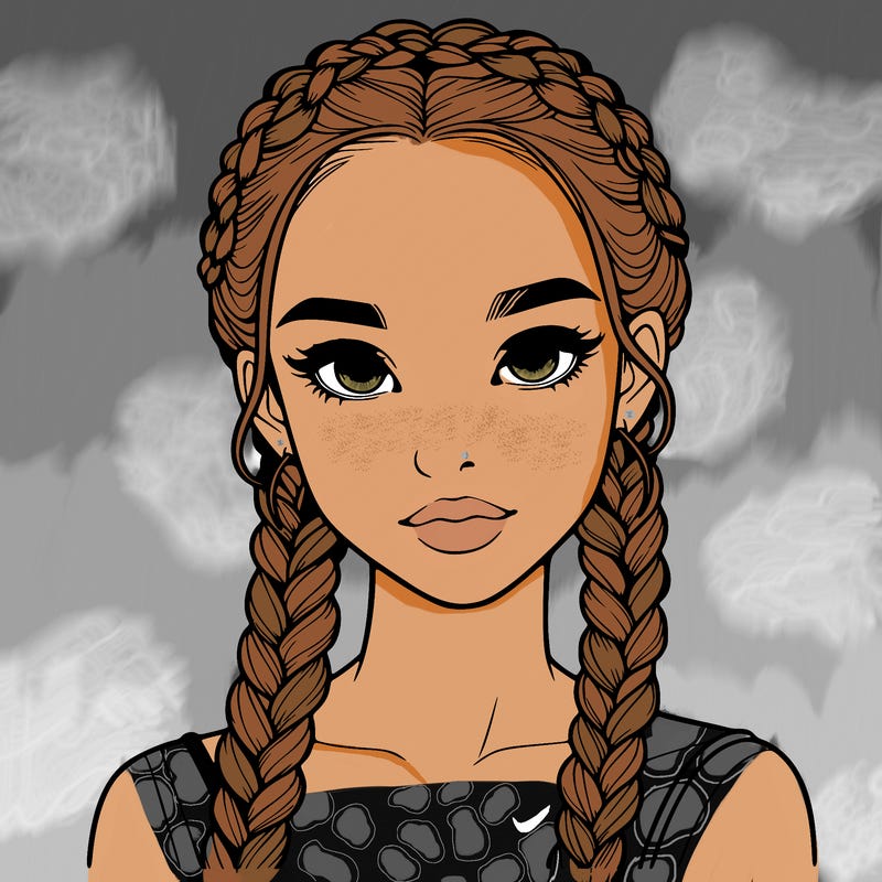 realistic girl with braids